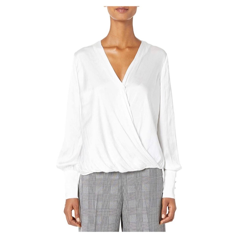 Bardot Laia Ivory Wrap Blouse Shirt size 8 or Medium